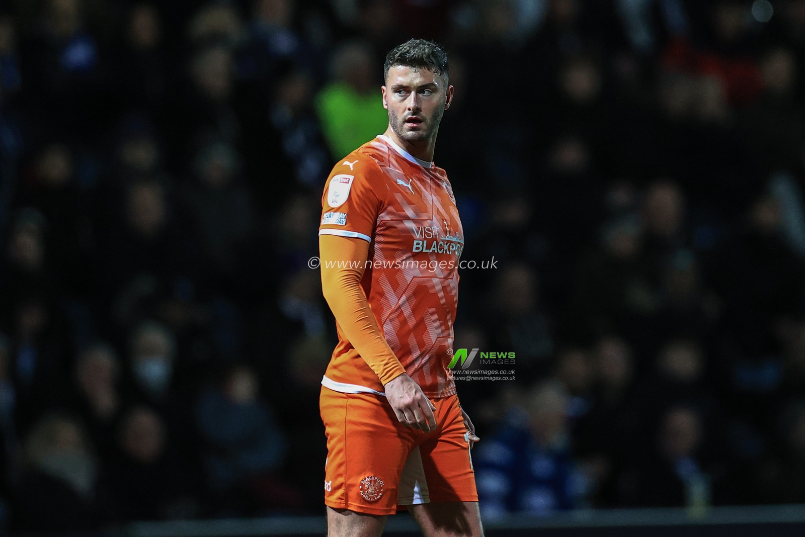 Gary Madine #14 of Blackpool during the game