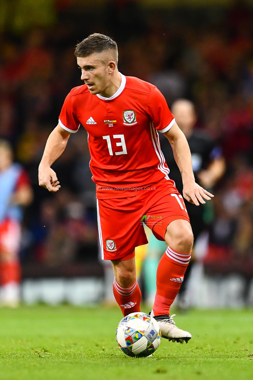 11th October 2018 , Principality Stadium, Cardiff, Wales ; International friendly, Wales v Spain ; Declan John  of Wales in action

Credit: Craig Thomas/News Images