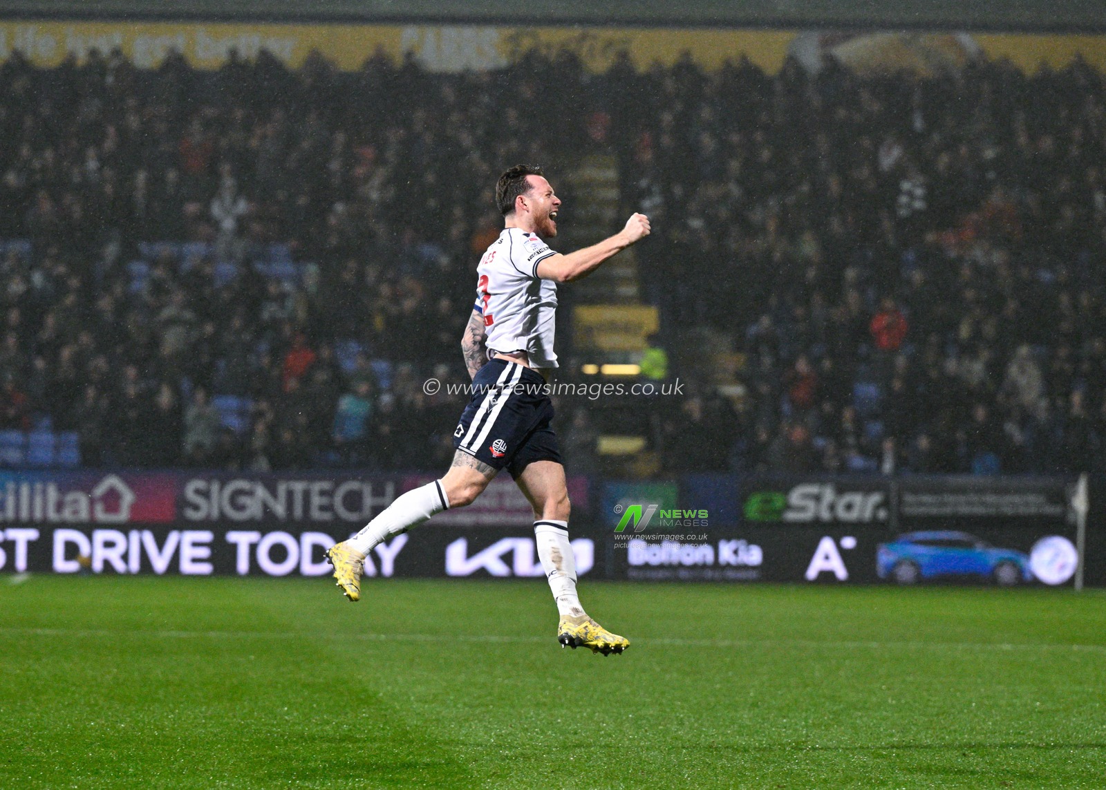 Gethin Jones of Bolton Wanderers celebrates his goal to make it 1-0 Bolton, during the Sky Bet League 1 match Bolton Wanderers vs Wycombe Wanderers at Toughsheet Community Stadium, Bolton, United Kingdom, 13th February 2024

(Photo by Cody Froggatt/News Images)