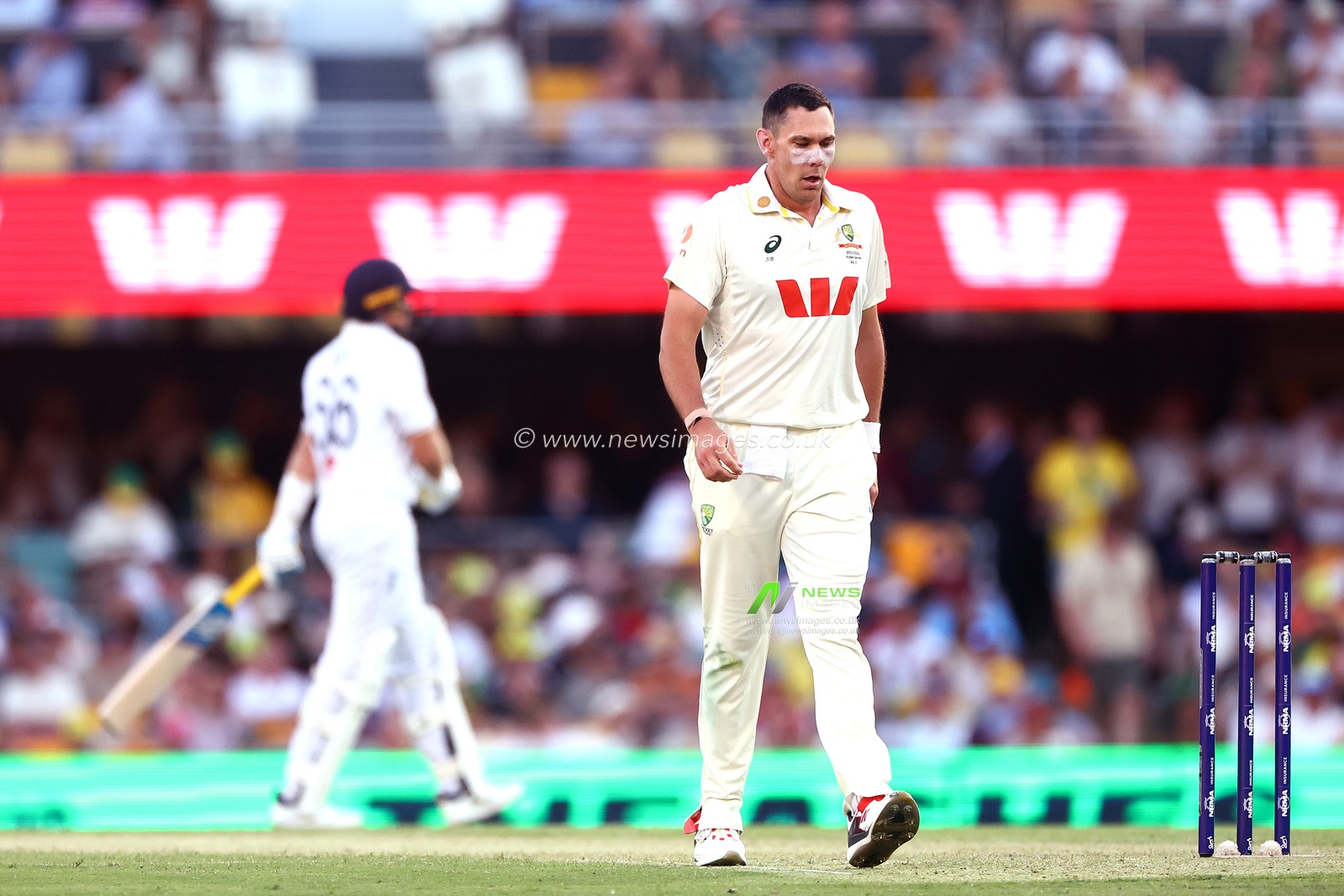 Scott Boland of Australia looks on during the NRMA Insurance Ashes Second Test Day 1 Series match Australia vs England at The Gabba, Brisbane Cricket Ground, Brisbane, Australia, 4th December 2025

(Photo by Patrick Hoelscher/News Images)

*** GER AUT SUI OUT ***