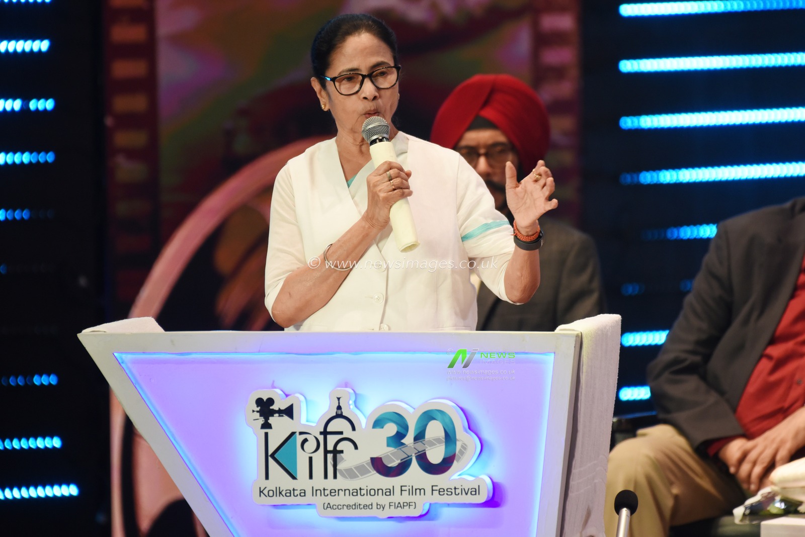 Chief Minister of West Bengal state Mamata Banerjee  delivers his speech during the inauguration of the 30th Kolkata International Film Festival in Kolkata, India, Wednesday, December 4,2024. The festival will continue till Dec. 11.Pictures by Debajyoti Chakraborty.(Photo: Debajyoti Chakraborty/News Images)