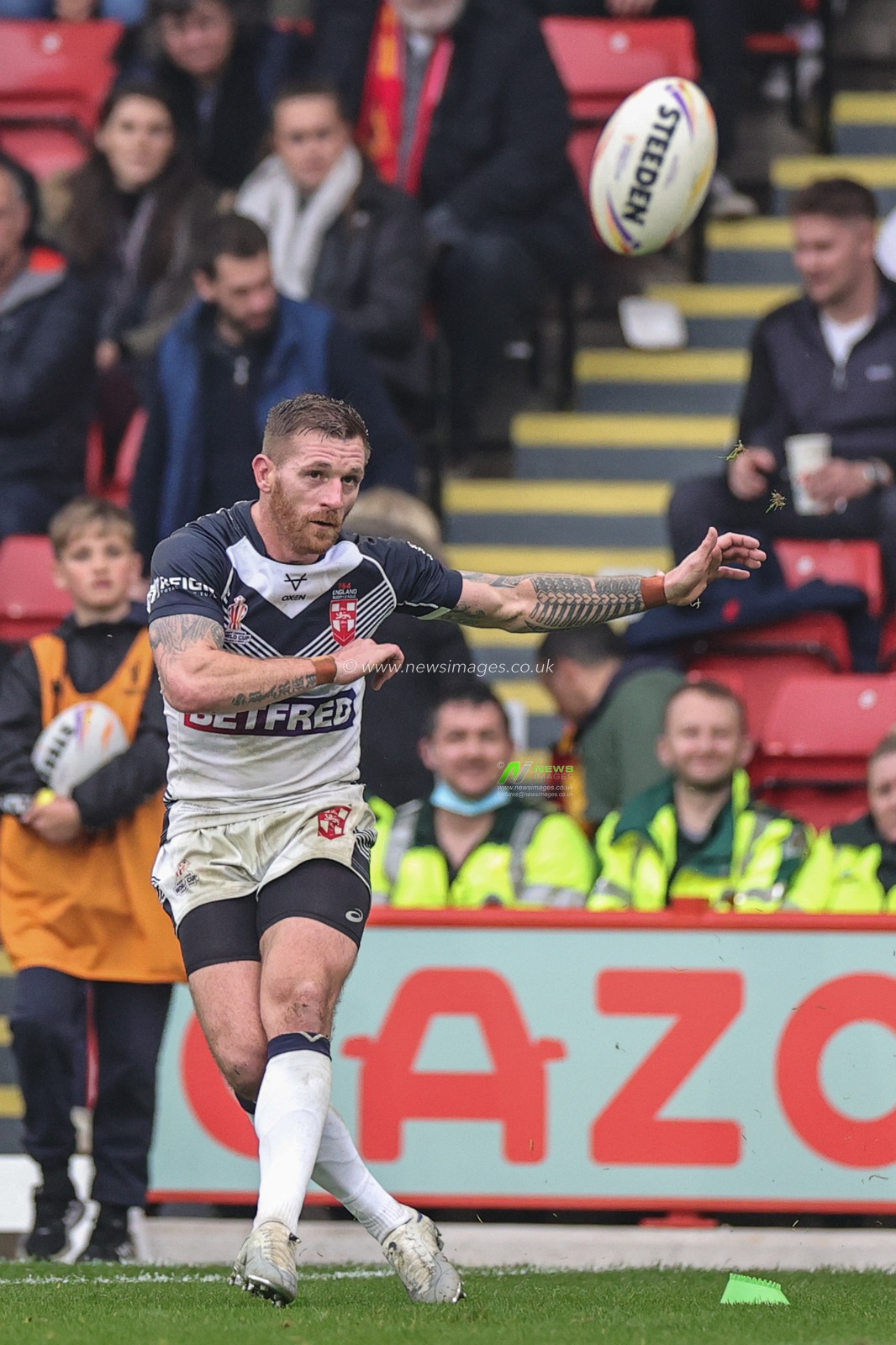 Marc Sneyd of England during the Rugby League World Cup 2021 match England vs Greece at Bramall Lane, Sheffield, United Kingdom, 29th October 2022

(Photo by Mark Cosgrove/News Images)
