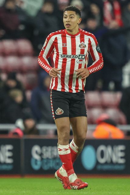 Jobe Bellingham of Sunderland during the Sky Bet Championship match Sunderland vs Luton Town at Stadium Of Light, Sunderland, United Kingdom, 12th February 2025

(Photo by Alfie Cosgrove/News Images)