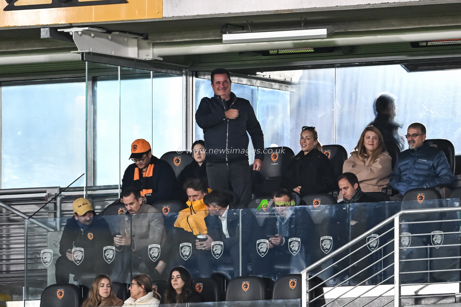 Acun Ilicali Owner of Hull City salutes the fans as they chant his name during the Sky Bet Championship match Hull City vs Huddersfield Town at MKM Stadium, Hull, United Kingdom, 11th November 2023

(Photo by Craig Thomas/News Images)