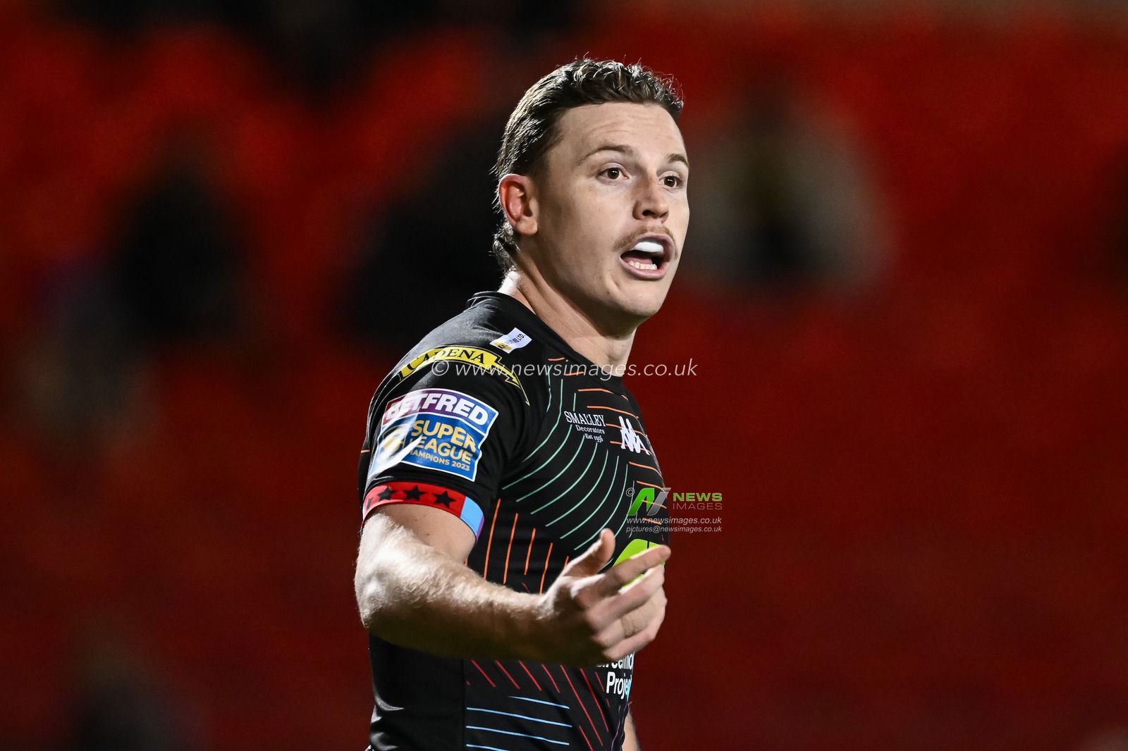 Jai Field of Wigan Warriors during pre match warm up during the Betfred Super League Round 5 match Salford Red Devils vs Wigan Warriors at Salford Community Stadium, Eccles, United Kingdom, 14th March 2024

(Photo by Craig Thomas/News Images)