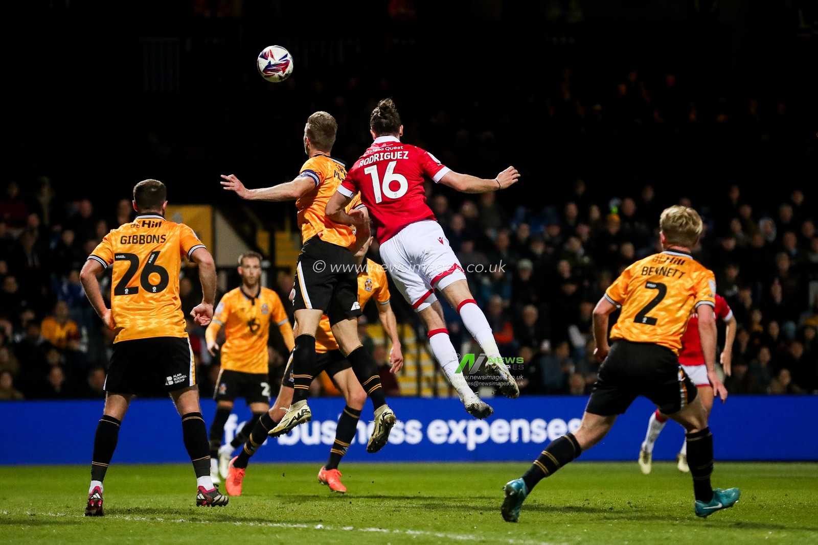 Jay Rodriguez of Wrexham AFC heads the ball during the Sky Bet League 1 match Cambridge United vs Wrexham at Abbey Stadium, Cambridge, United Kingdom, 1st April 2025

(Photo by Izzy Poles/News Images)