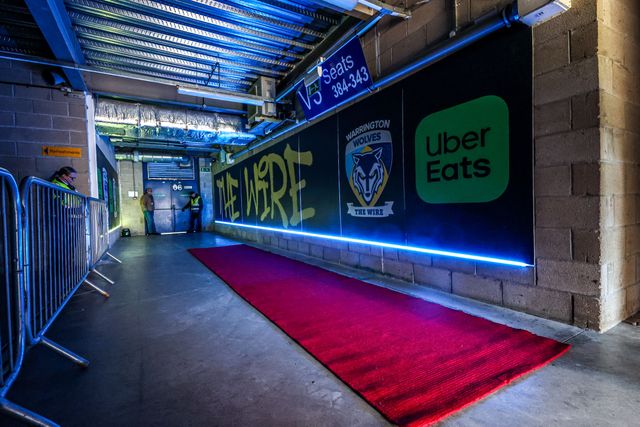 The players entrance at Halliwell Jones Stadium during the Betfred Super League Round 3 match Warrington Wolves vs Wakefield Trinity at The Halliwell Jones Stadium, Warrington, United Kingdom on 28 February 2026

(Photo by Alfie Cosgrove/News Images)