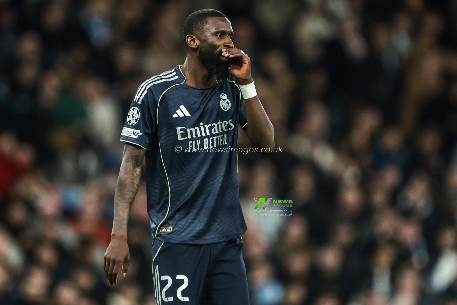 Antonio Rudiger of Real Madrid during the UEFA Champions League last 16 second leg match Manchester City vs Real Madrid at The City of Manchester Stadium, Manchester, United Kingdom on 17 March 2026

(Photo by Mark Cosgrove/News Images)