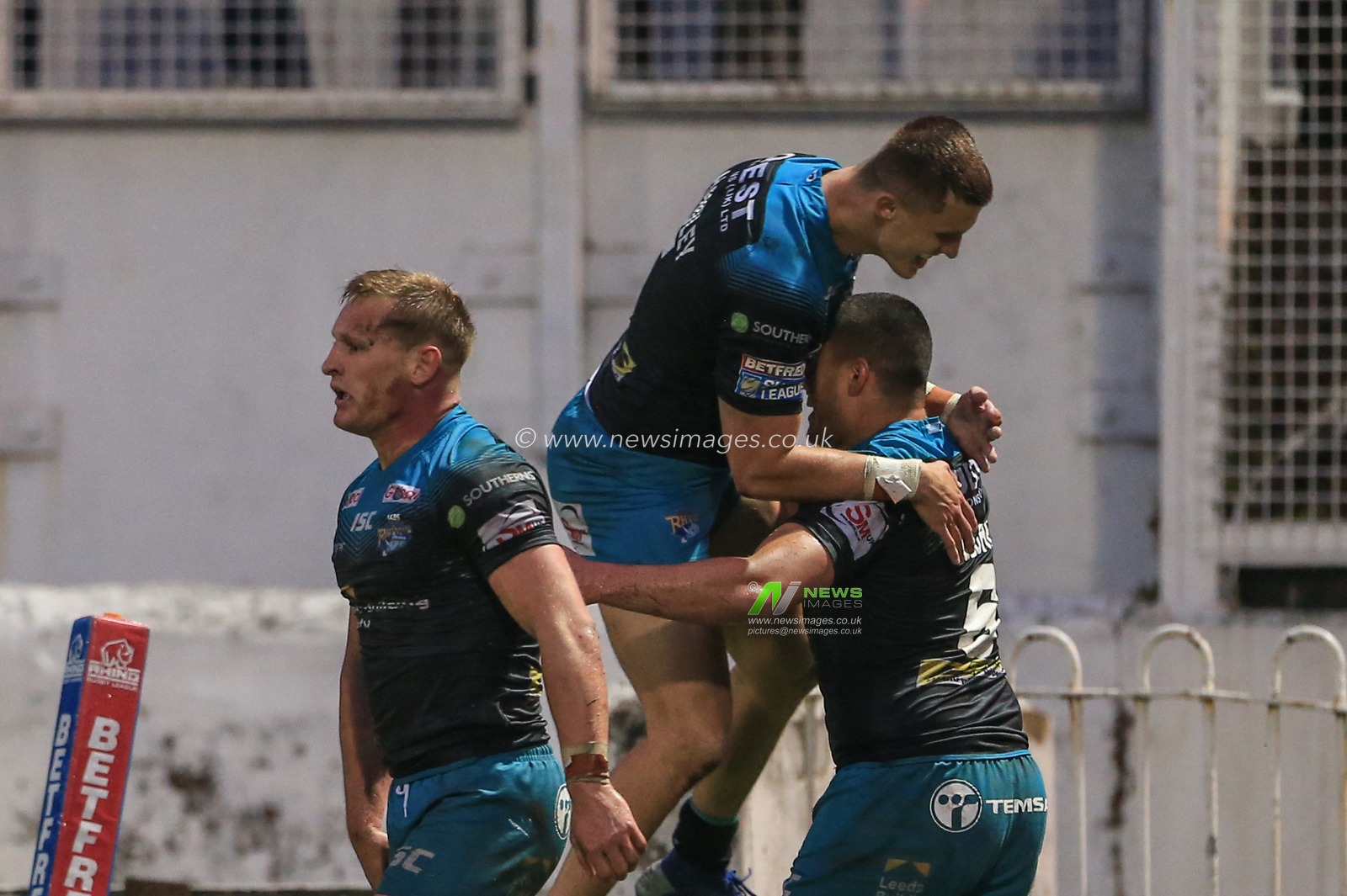 7th June 2019 , Mobile Rocket Stadium, Wakefield, England;  Betfred Super League, Round 17, Wakefield Trinity vs Leeds Rhinos ; Tui Lolohea (6) of Leeds Rhinos celebrates his try 


 

Credit: Mark Cosgrove/News Images