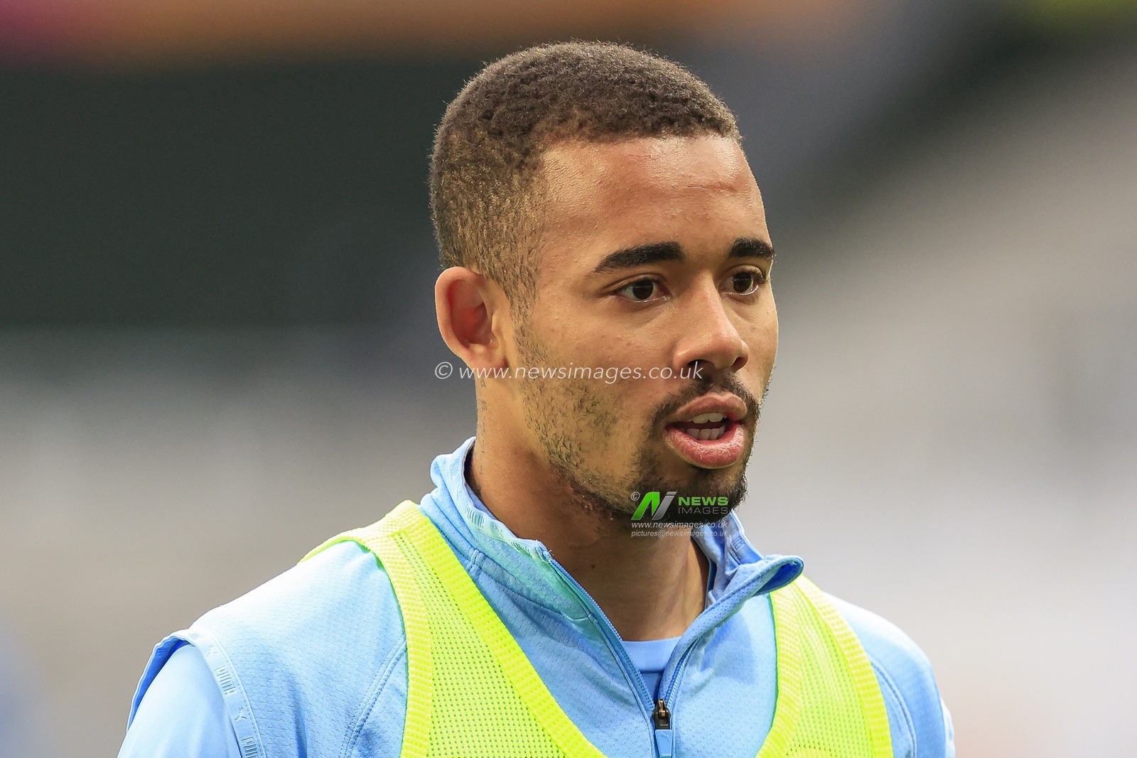 Gabriel Jesus #9 of Manchester City during the pre-game warmup