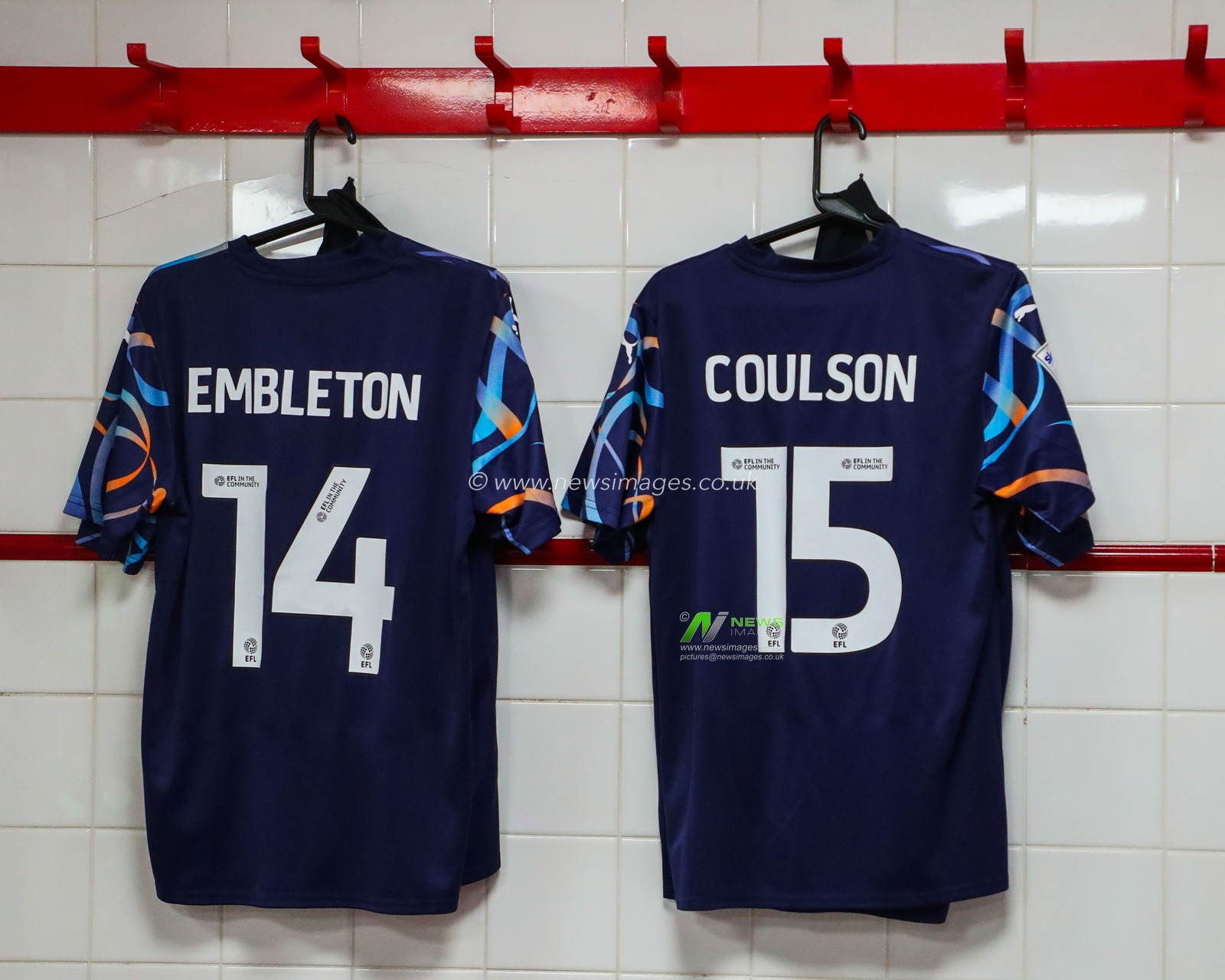 The Blackpool shirts are displayed inside of the dressing room prior to the Sky Bet League 1 match Charlton Athletic vs Blackpool at The Valley, London, United Kingdom, 21st September 2024

(Photo by Izzy Poles/News Images)