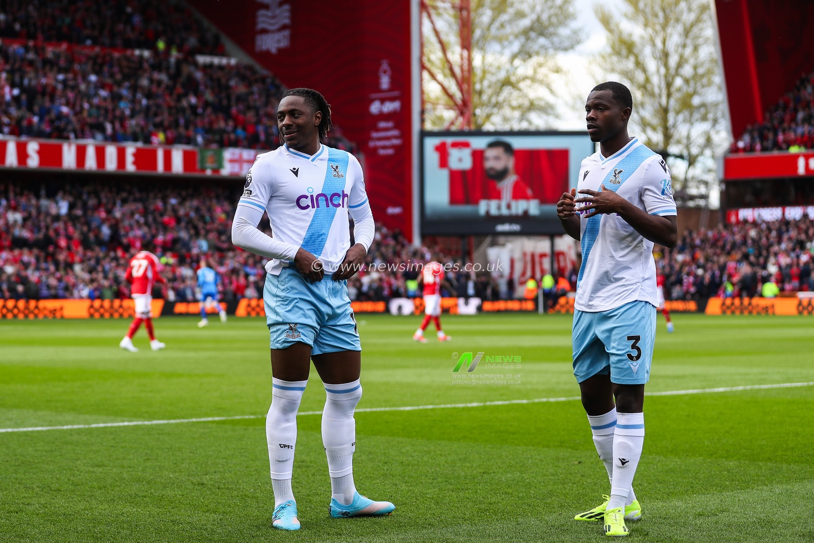 Eberechi Eze of Crystal Palace and Tyrick Mitchell of Crystal Palace during the Premier League match Nottingham Forest vs Crystal Palace at City Ground, Nottingham, United Kingdom, 30th March 2024

(Photo by Gareth Evans/News Images)