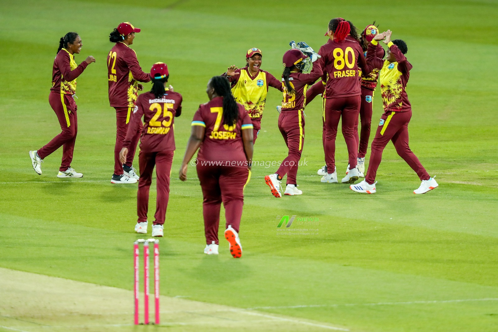 West Indies Women celebrates after dismissing Nat Sciver-Brunt of England Women during the 1st Vitality IT20 Series England Women v West Indies Women at The Spitfire Ground, Canterbury, United Kingdom, 21st May 2025

(Photo by Izzy Poles/News Images)