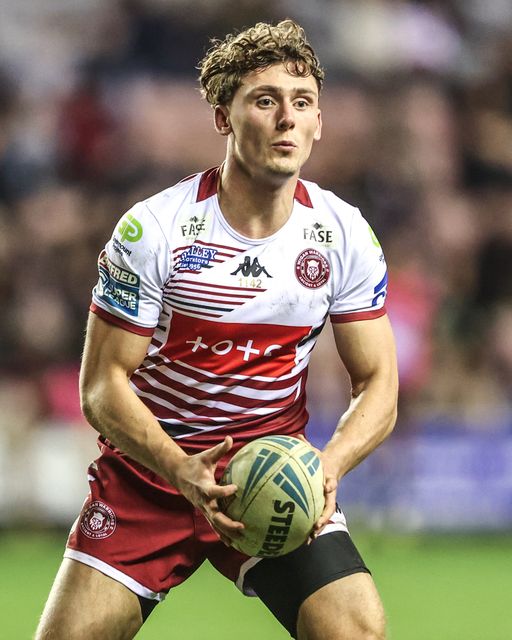 Noah Hodkinson of Wigan Warriors during the Betfred Super League round 5 match Wigan Warriors vs York Knights at The Brick Community Stadium, Wigan, United Kingdom on 19 March 2026

(Photo by Alfie Cosgrove/News Images)