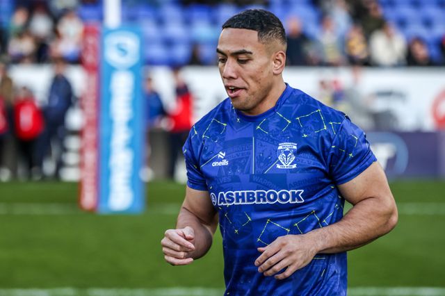 Albert Hopoate of Warrington Wolves in the pre-game warm up during the Betfred Super League Round 3 match Warrington Wolves vs Wakefield Trinity at The Halliwell Jones Stadium, Warrington, United Kingdom on 28 February 2026

(Photo by Alfie Cosgrove/News Images)