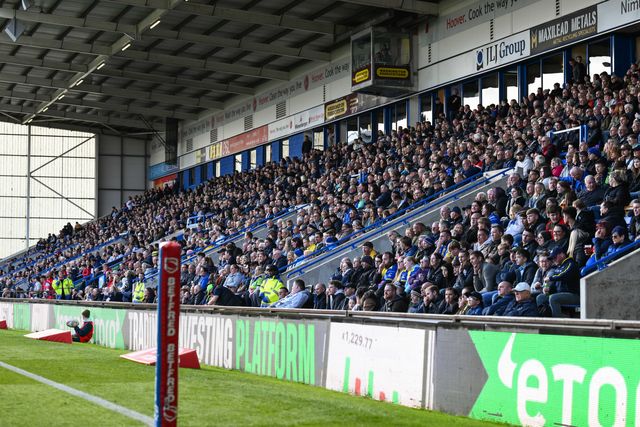 Fans during the Betfred Super League play-off Eliminator 2 Warrington Wolves v St Helens at Halliwell Jones Stadium, Warrington, United Kingdom, 28th September 2024

(Photo by Craig Thomas/News Images)