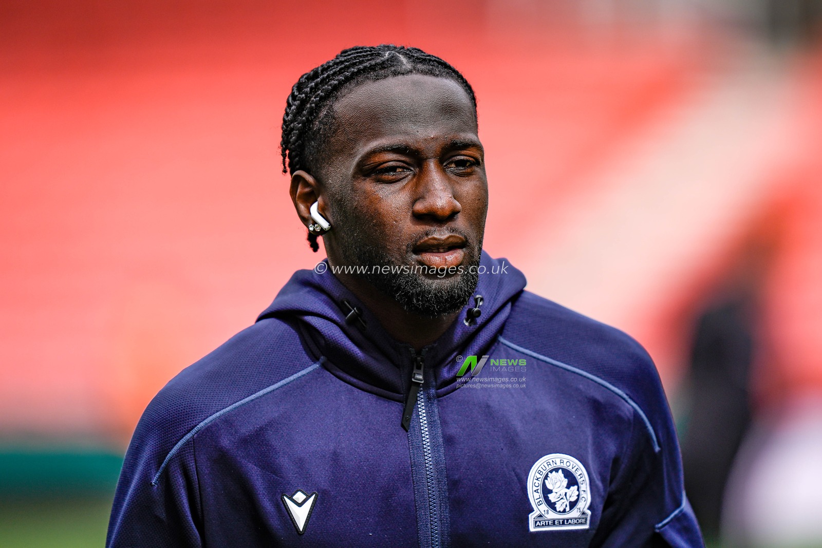 Moussa Baradji of Blackburn Rovers inspects the pitch prior to kick off during the Sky Bet Championship match Stoke City vs Blackburn Rovers at Bet365 Stadium, Stoke On Trent, United Kingdom on 11 April 2026

(Photo by Maynard Manyowa/News Images)