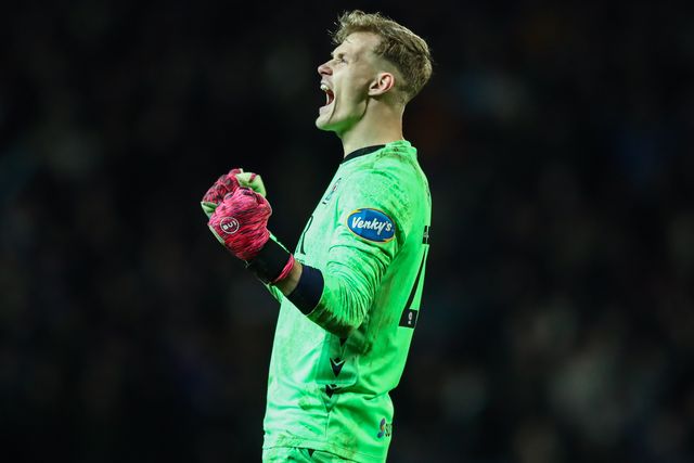 Blackburn Rovers goalkeeper Balazs Toth celebrates Yuki Ohashi of Blackburn Rovers goal to make it 1-0 during the Sky Bet Championship match Blackburn Rovers vs Preston North End at Ewood Park, Blackburn, United Kingdom on 20 February 2026

(Photo by Jorge Horsted/News Images)