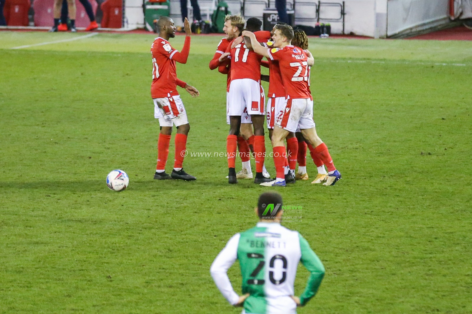 Sammy Ameobi #11 of Nottingham Forest and teammates celebrate his to make it 2-0