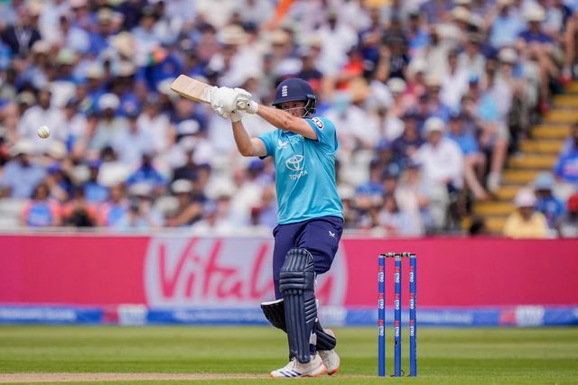 Liam Dawson hits a four during the 1st Metro Bank ODI match England vs India at Edgbaston, Birmingham, United Kingdom on 14 July 2026

(Photo by Maynard Manyowa/News Images)