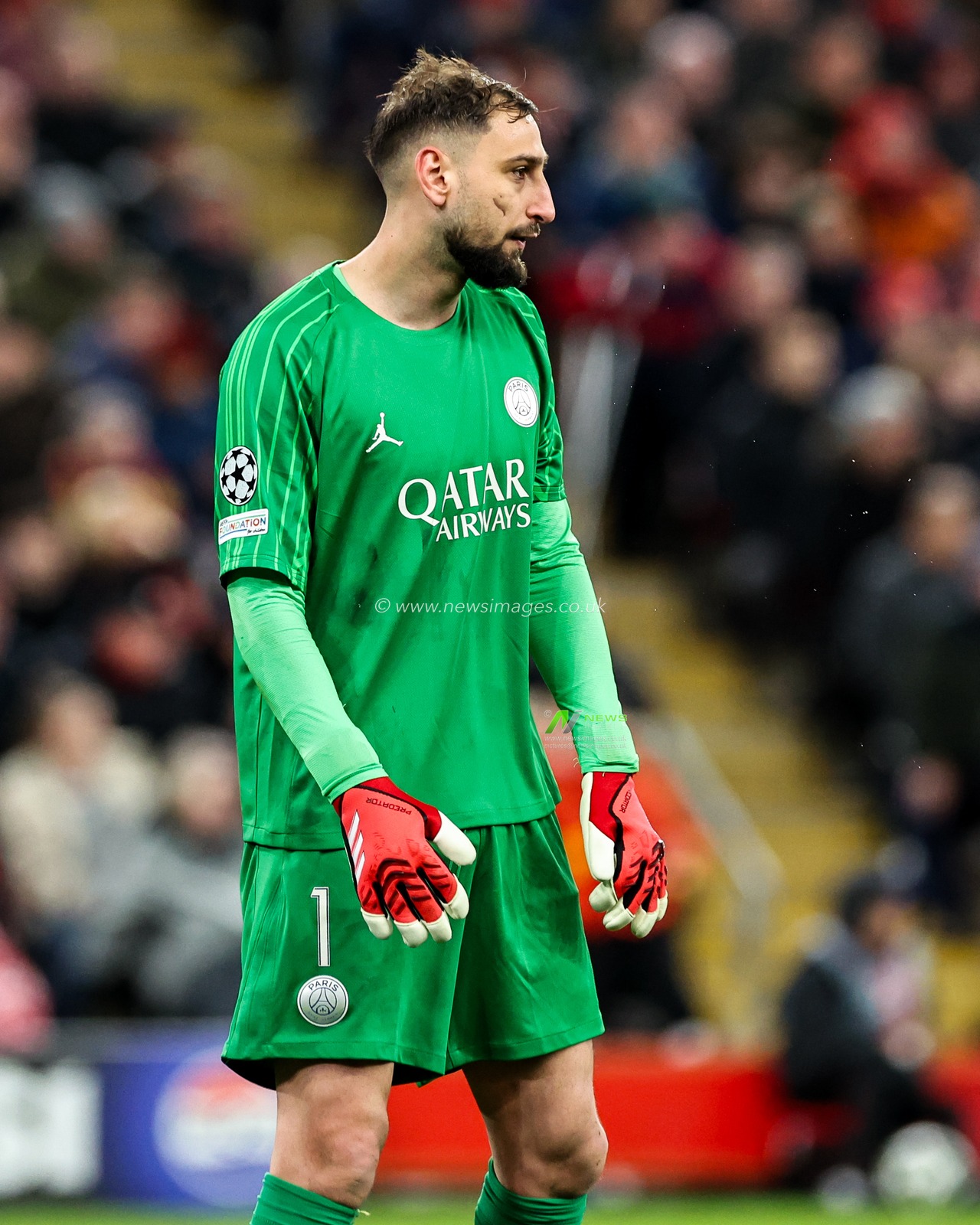 Gianluigi Donnarumma of Paris Saint-Germain looks on during the UEFA Champions League Last 16 match Liverpool vs Paris Saint-Germain at Anfield, Liverpool, United Kingdom, 11th March 2025

(Photo by Mark Cosgrove/News Images)