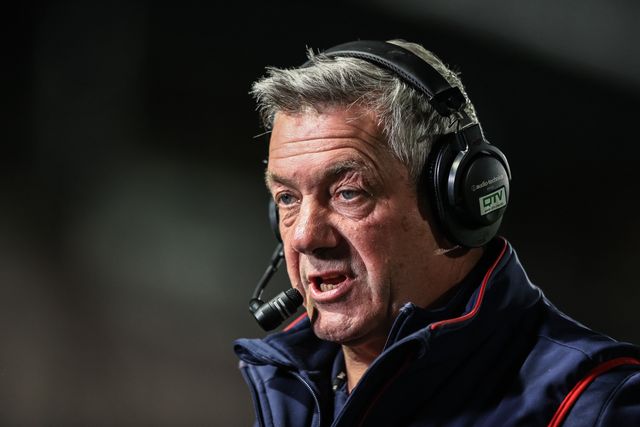 Daryl Powell Head Coach of Wakefield Trinity is interviewed after the game during the Betfred Super League Round 8 match Wakefield Trinity vs Castleford Tigers at DIY Kitchens Stadium, Wakefield, United Kingdom, 17th April 2025

(Photo by Alfie Cosgrove/News Images)