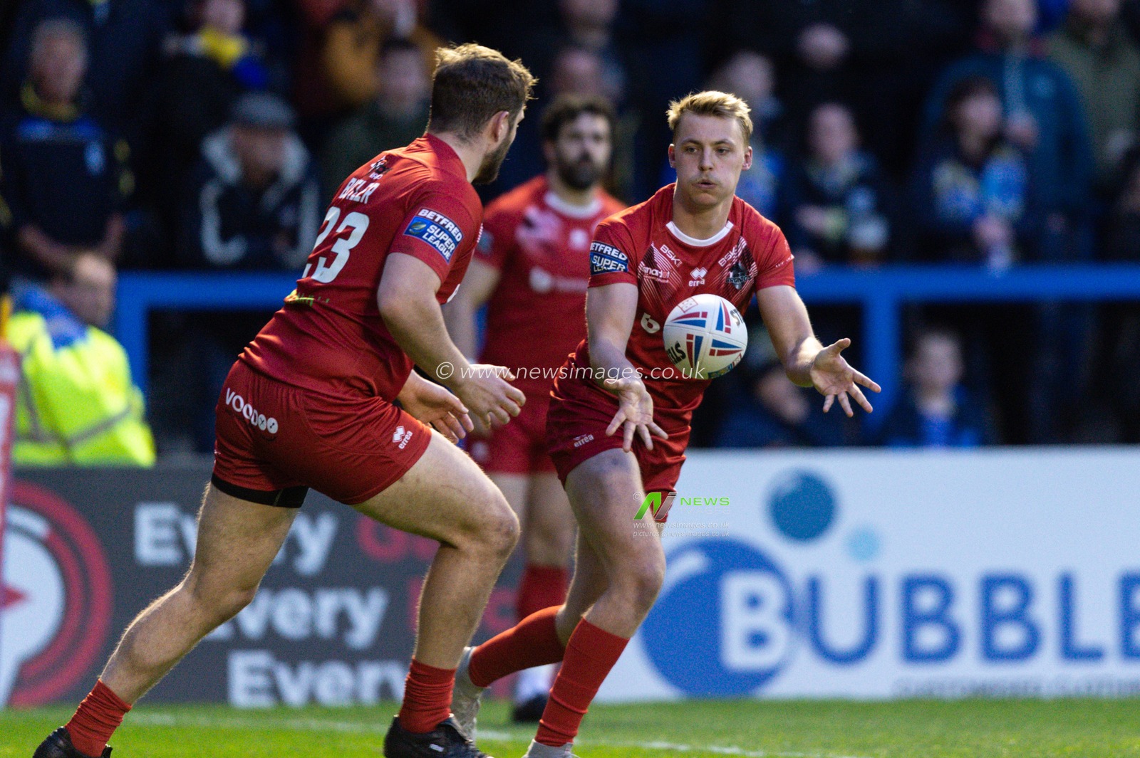 5th April 2019 , Halliwell Jones Stadium, Warrington, England;  Betfred Super League, Round 9, Warrington Wolves vs London Broncos ; James Meadows (22) of London Broncos 

Credit: Richard Long/News Images