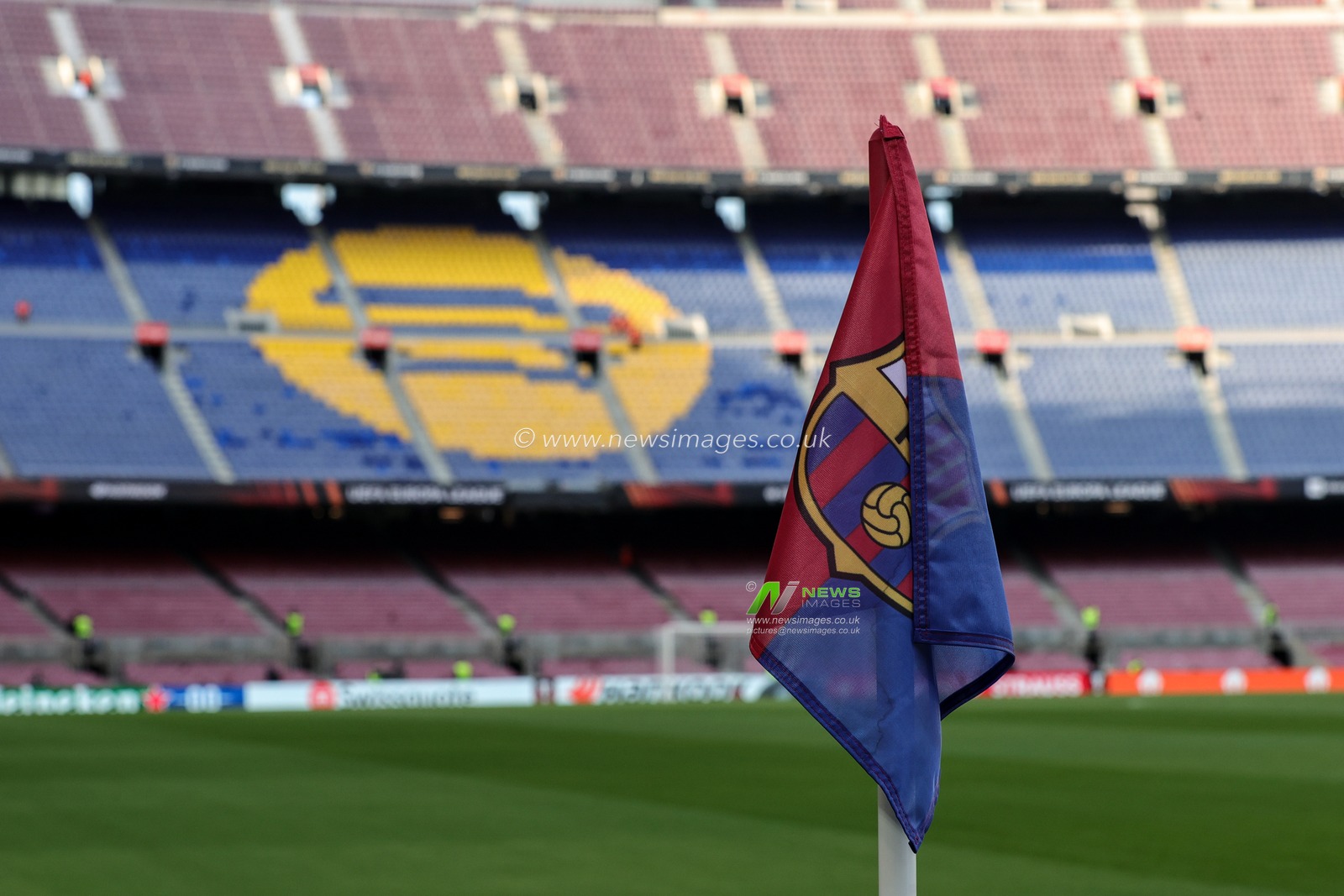Corner flag the UEFA Europa League Knockout Round Play-Offs Barcelona vs Manchester United at Spotify Camp Nou, Barcelona, Spain, 16th February 2023

(Photo by Mark Cosgrove/News Images)