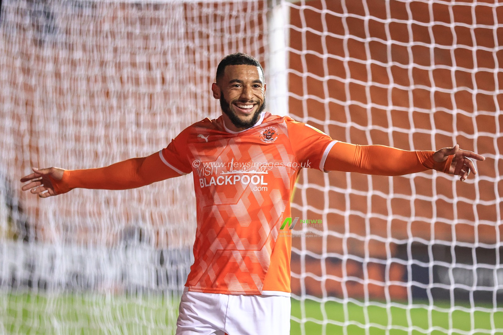 Keshi Anderson #10 of Blackpool celebrates his goal to make it 3-0