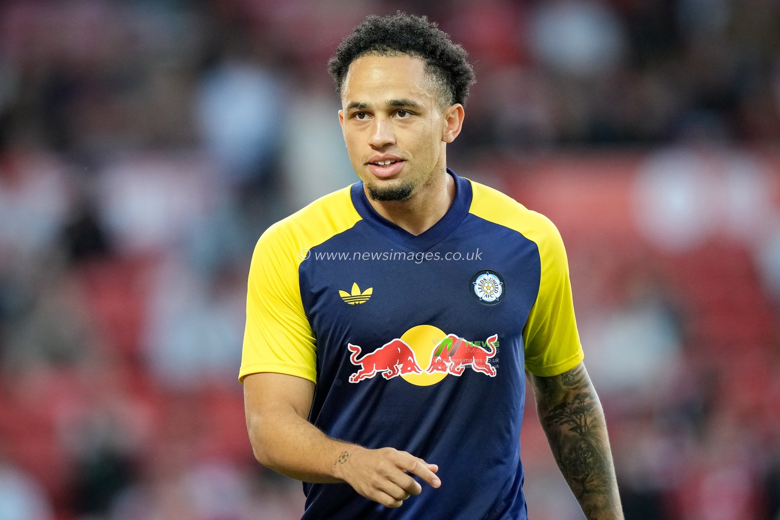 Noah Okafor of Leeds United in the pregame warmup session  during the Carabao Cup round 2 match Nottingham Forest vs Leeds Rhinos at City Ground, Nottingham, United Kingdom on 25 August 2026

(Photo by Maynard Manyowa/News Images)