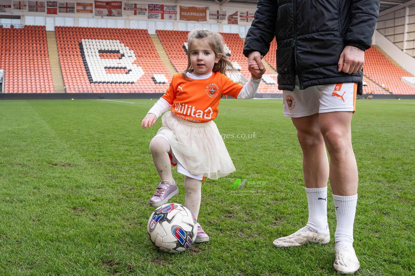 George Byers of Blackpool with his family after the Sky Bet League 1 match Blackpool vs Portsmouth at Bloomfield Road, Blackpool, United Kingdom, 9th March 2024

(Photo by Craig Thomas/News Images)