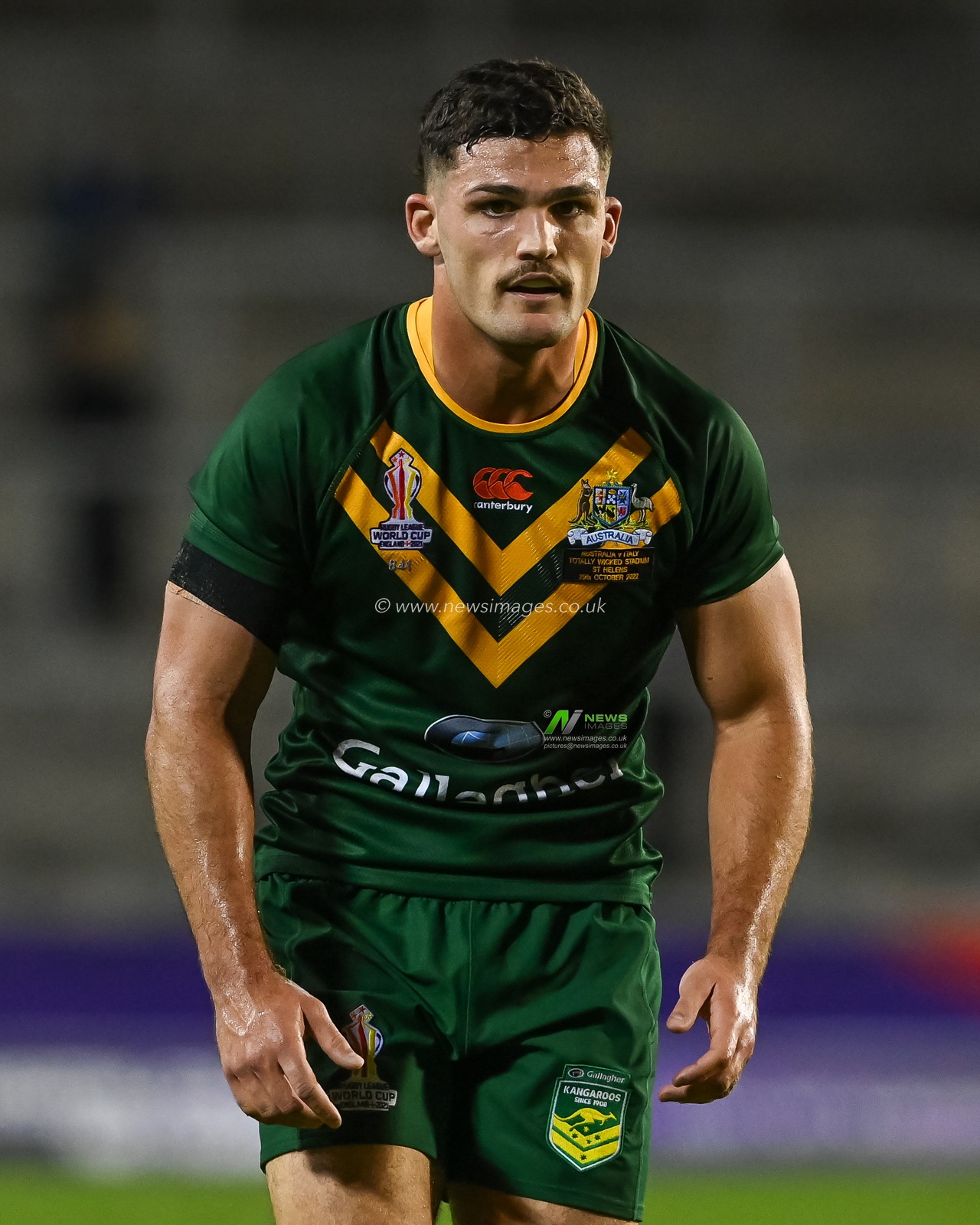 Nathan Cleary of Australia during the Rugby League World Cup 2021 match Australia vs Italy at Totally Wicked Stadium, St Helens, United Kingdom, 29th October 2022

(Photo by Craig Thomas/News Images)