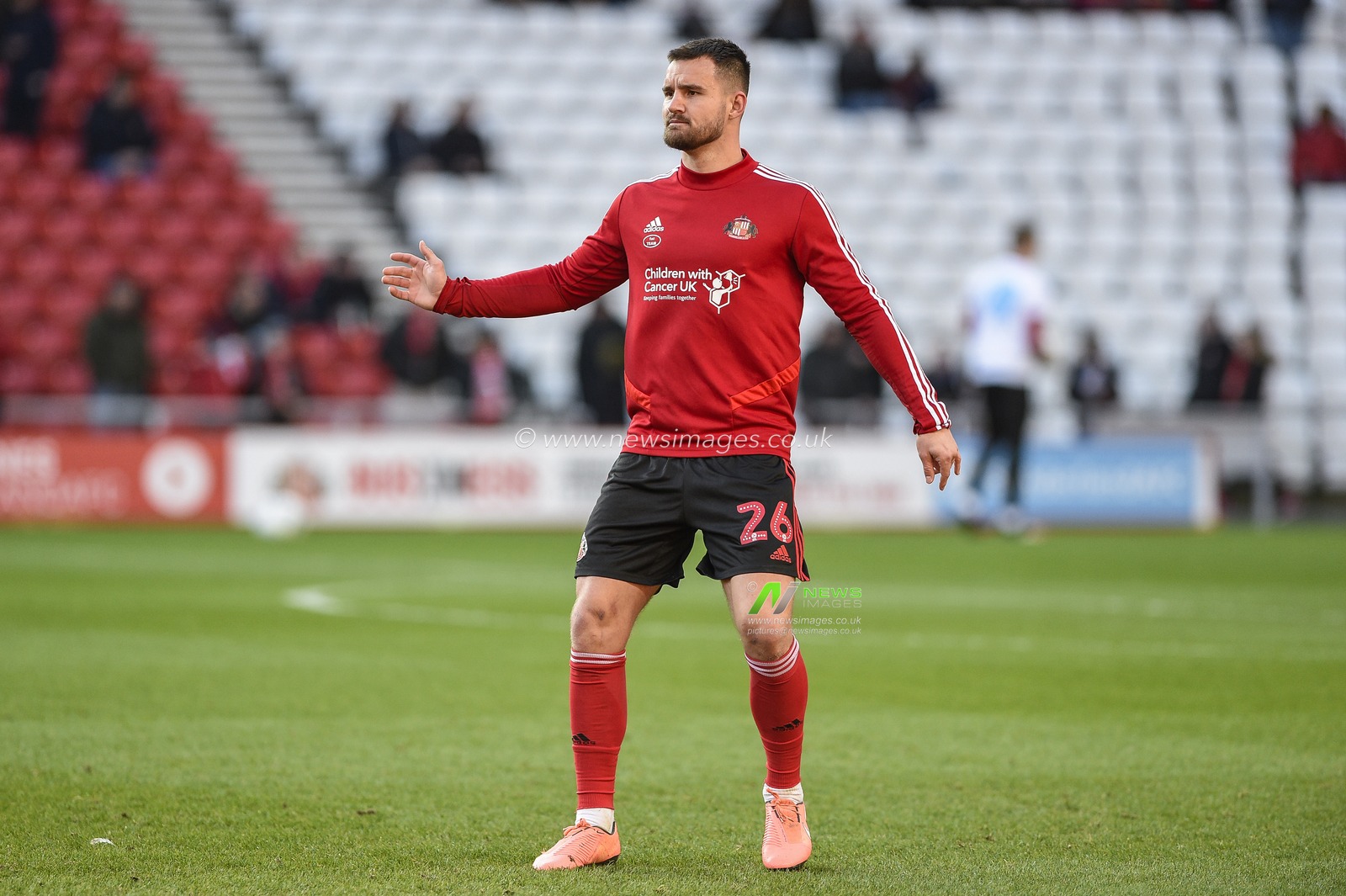 8th February 2020, Stadium Of Light, Sunderland, England; Sky Bet League 1, Sunderland v Ipswich Town : Bailey Wright (26) of Sunderland during the pre-game warmup