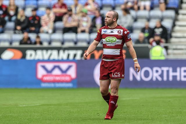 Liam Marshall of Wigan Warriors during the Betfred Super League round 20 match Wigan Warriors vs Catalans Dragons at The Brick Community Stadium, Wigan, United Kingdom, 25th July 2025

(Photo by Alfie Cosgrove/News Images)