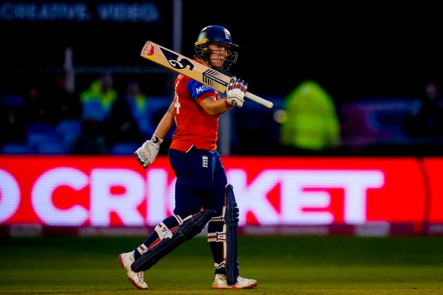 Alice Capsey of England celebrates reaching fifty during the England Women v New Zealand 1st Vitality IT20 match at The Central Co-Op County Ground, Derby, United Kingdom on 20 May 2026

(Photo by Maynard Manyowa/News Images)