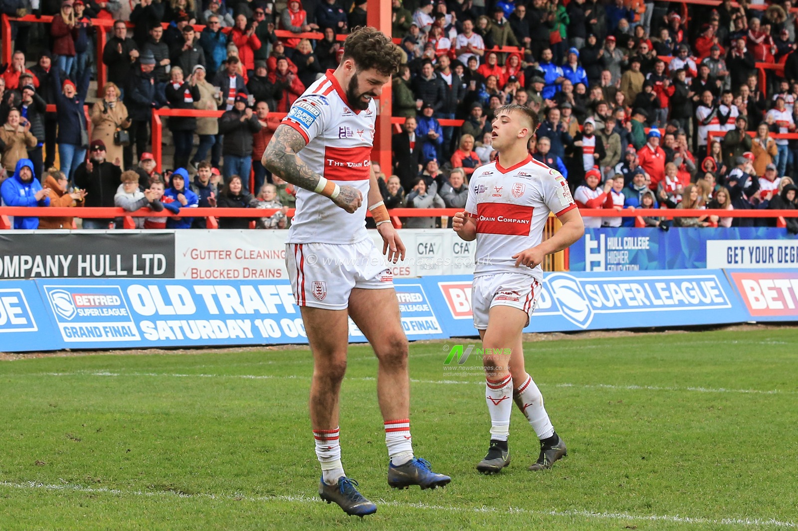 15th March 2020, Hull College Craven Park, Kingston upon Hull, England; Coral Challenge Cup, Round 5, Hull KR v Leigh Centurions : Will Dagger (19) of Hull KR is injured while scoring his try