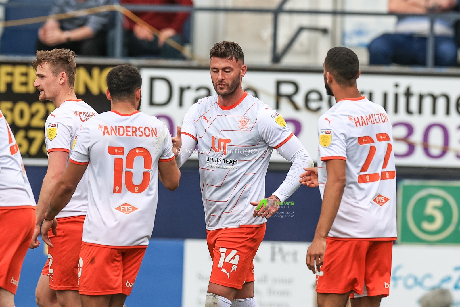 Gary Madine #14 of Blackpool celebrates his goal to make it 1-1