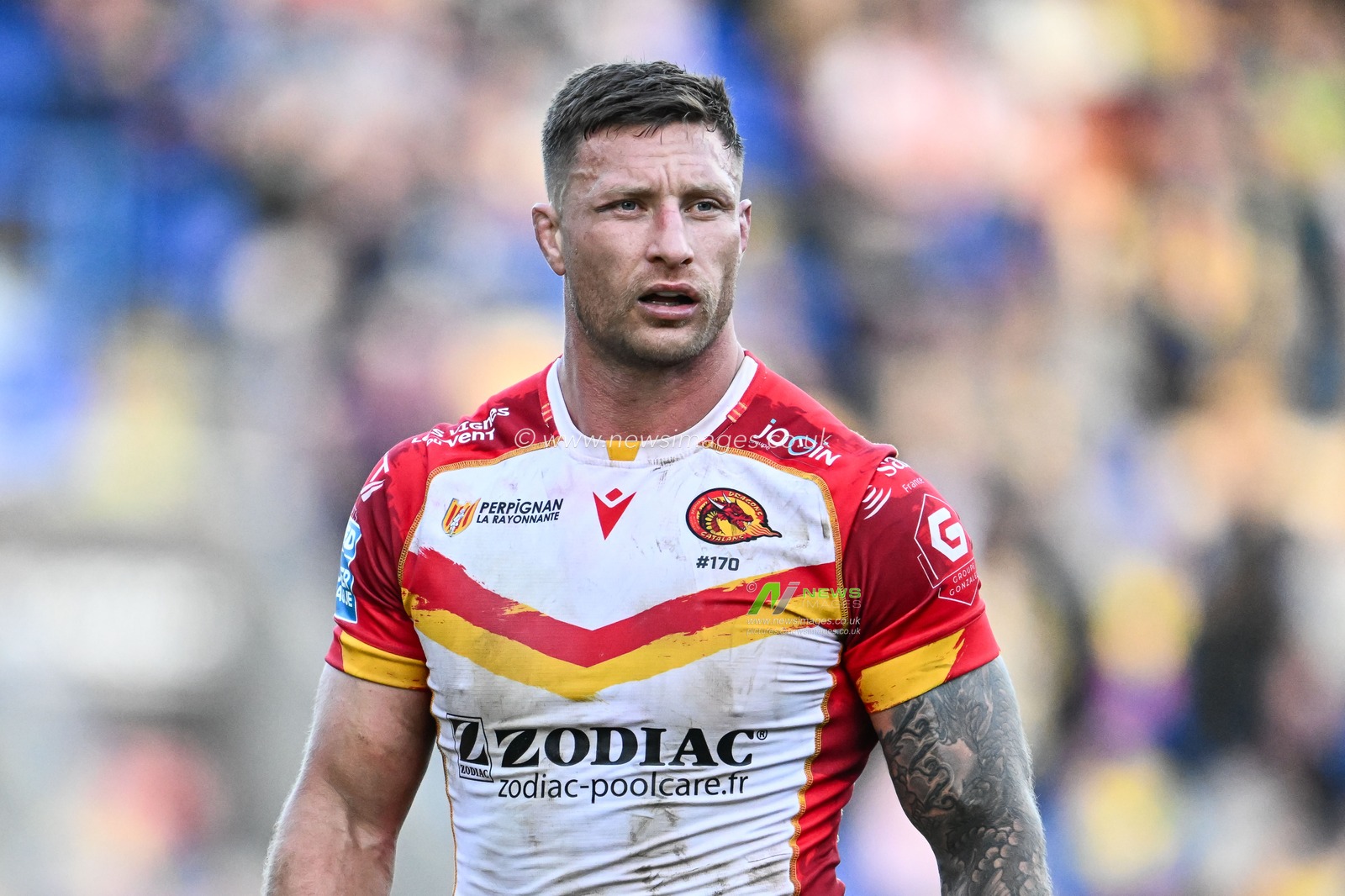 Tariq Sims of Catalan Dragons during the Betfred Super League match Warrington Wolves vs Catalans Dragons at Halliwell Jones Stadium, Warrington, United Kingdom, 30th March 2024

(Photo by Craig Thomas/News Images)