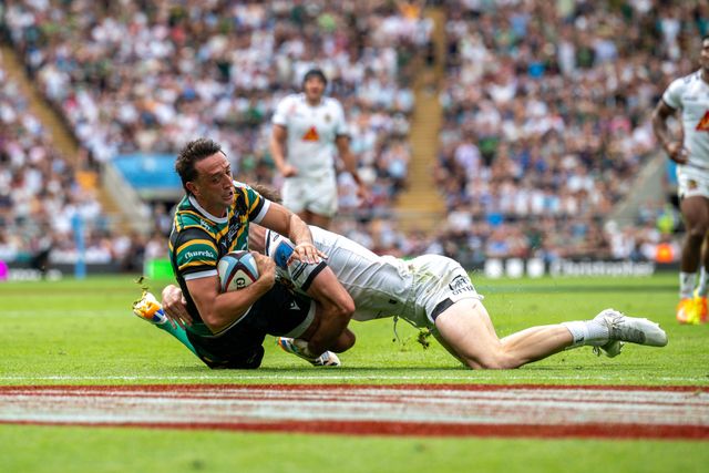 Alex Mitchell of Northampton Saints try disallowed during the Gallagher PREM Final match Northampton Saints vs Exeter Chiefs at Allianz Stadium, Twickenham, United Kingdom on 20 June 2026.

(Photo by Alex Williamson/News Images)
