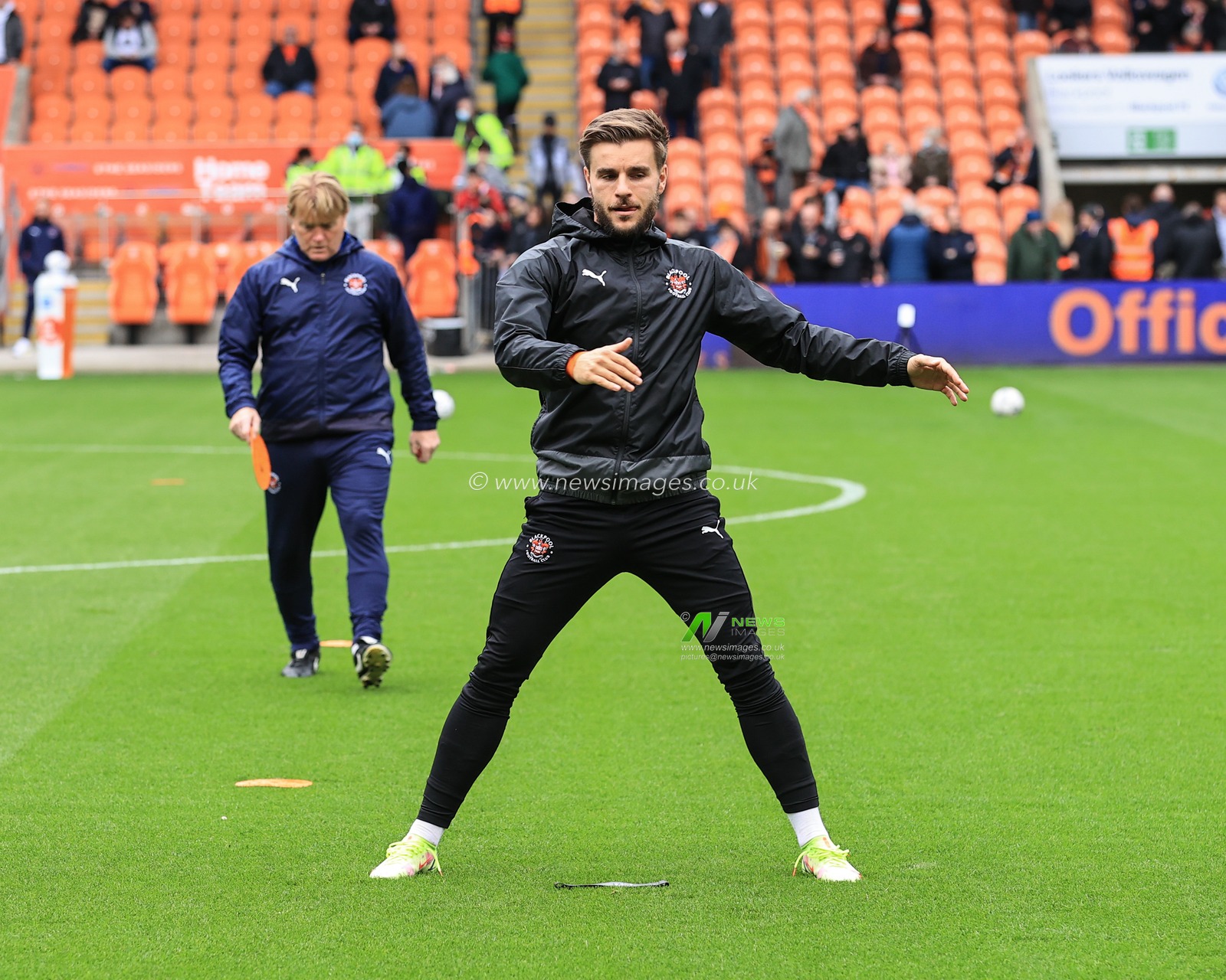 Luke Garbutt #29 of Blackpool during the pre-game warmup