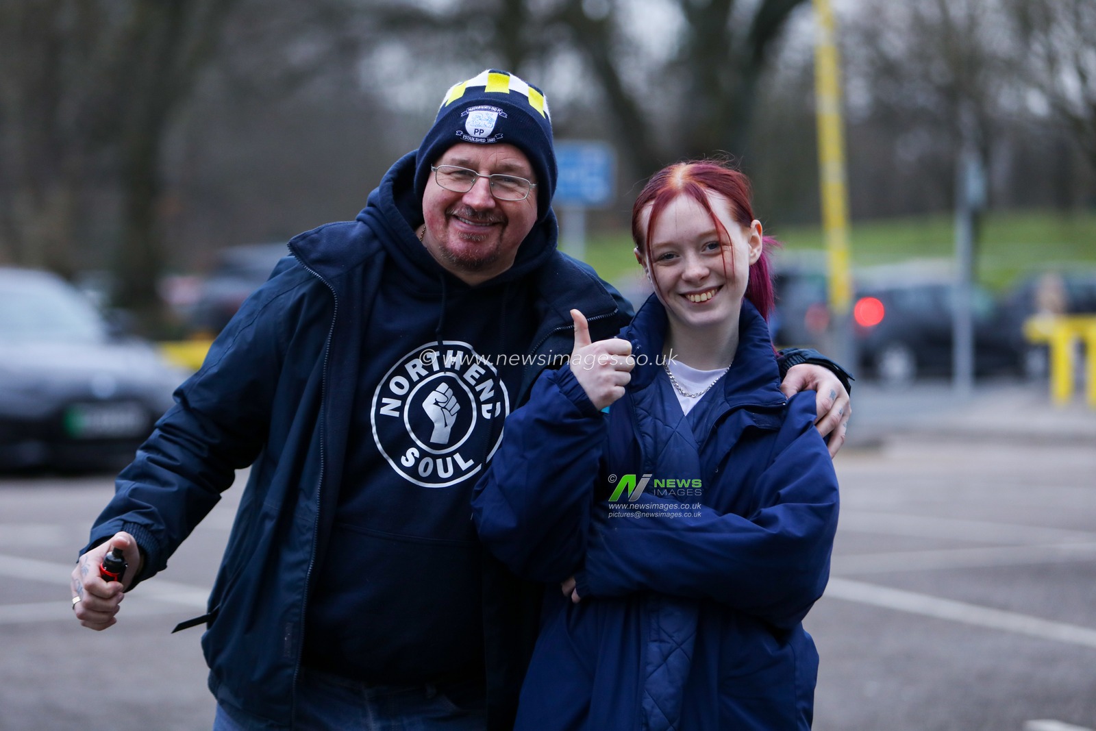Preston North End fans pose for photo ahead of the Emirates FA Cup match Preston North End vs Wycombe Wanderers at Deepdale, Preston, United Kingdom, 8th February 2025

(Photo by Jorge Horsted/News Images)