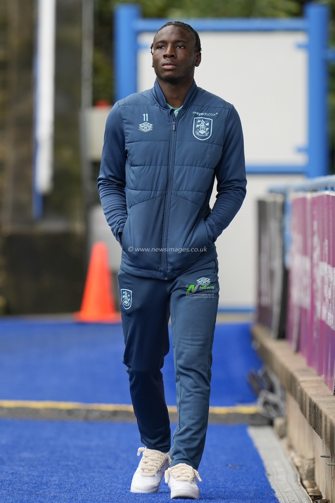 Brahima Diarra #11 of Huddersfield Town arrives at the stadium before the Sky Bet Championship match Huddersfield Town vs Queens Park Rangers at John Smith's Stadium, Huddersfield, United Kingdom, 21st October 2023

(Photo by Steve Flynn/News Images)