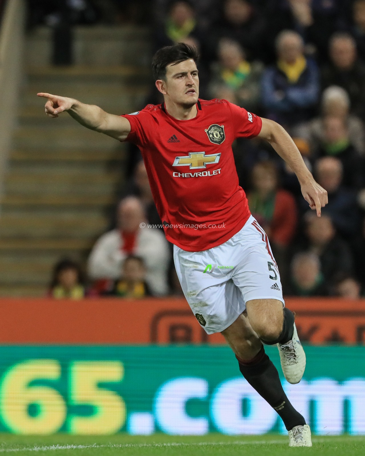 27th October 2019, Carrow Road, Norwich, England; Premier League, Norwich City v Manchester United : Harry Maguire (5) of Manchester United during the game

Credit: Mark Cosgrove/News Images
