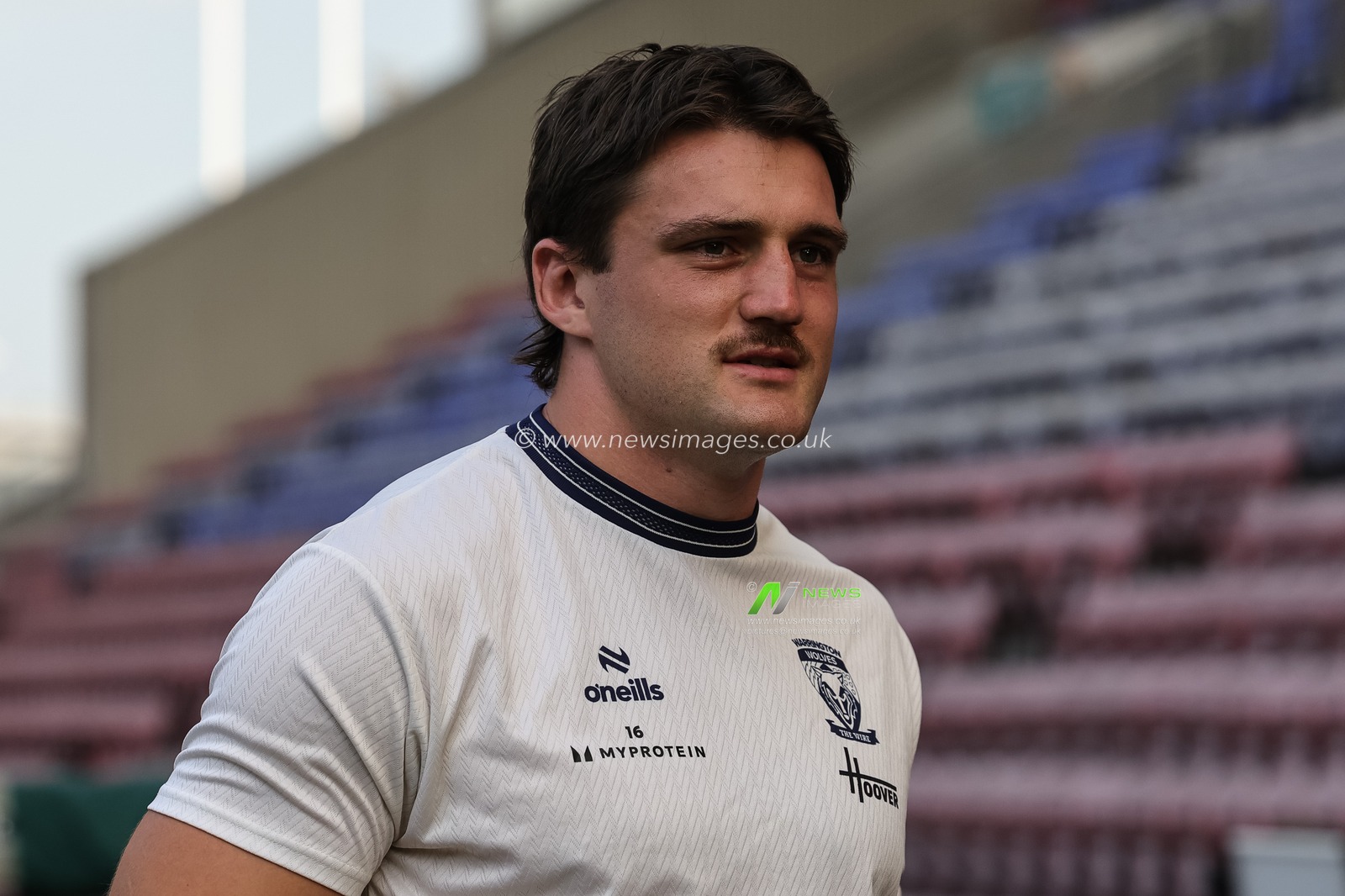 Liam Byrne of Warrington Wolves arrives during the Betfred Super League round 18 match Wigan Warriors vs Warrington Wolves at The Brick Community Stadium, Wigan, United Kingdom on 10 July 2026

(Photo by Mark Cosgrove/News Images)