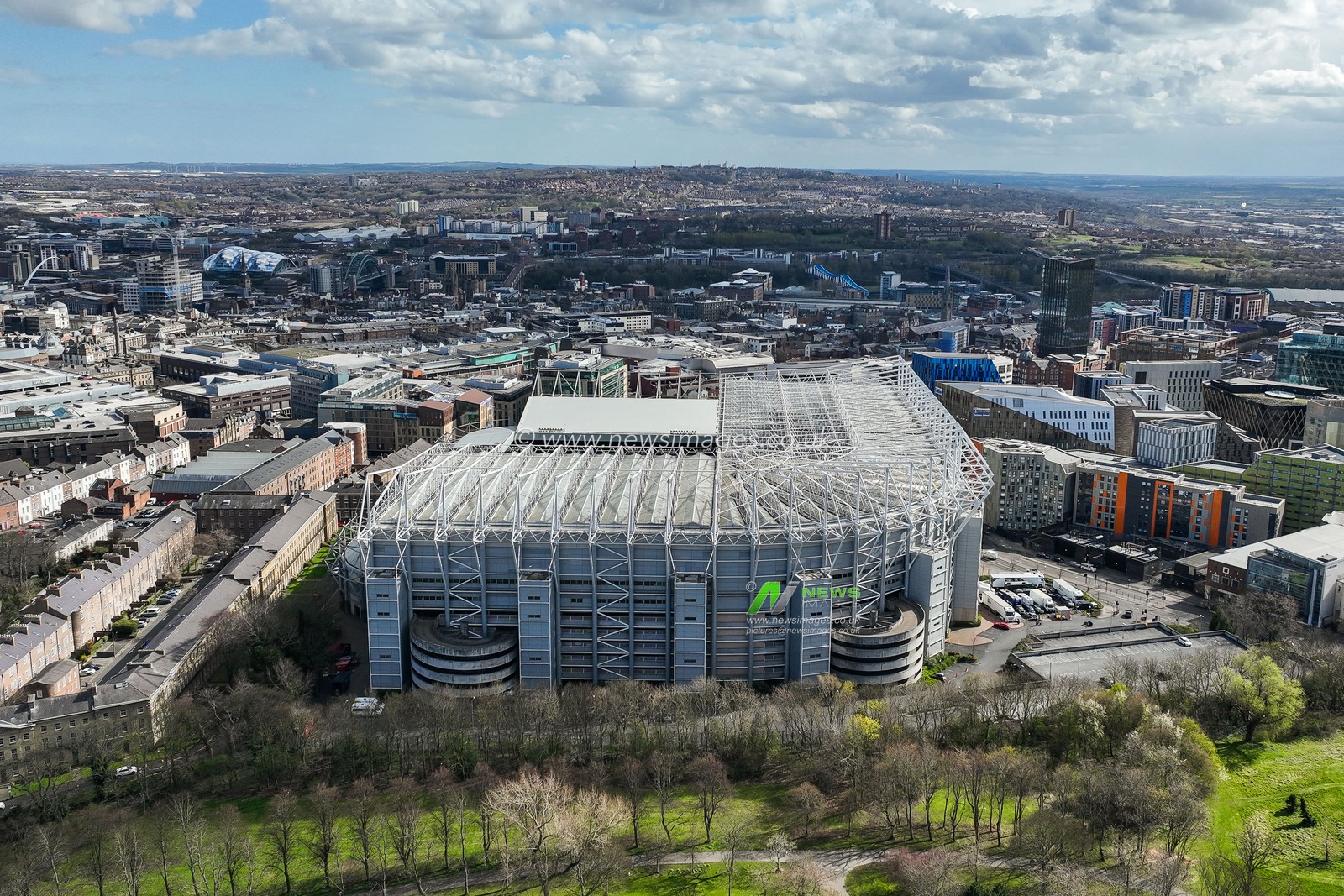 Aerial view of St. James' Park, Home of Newcastle United