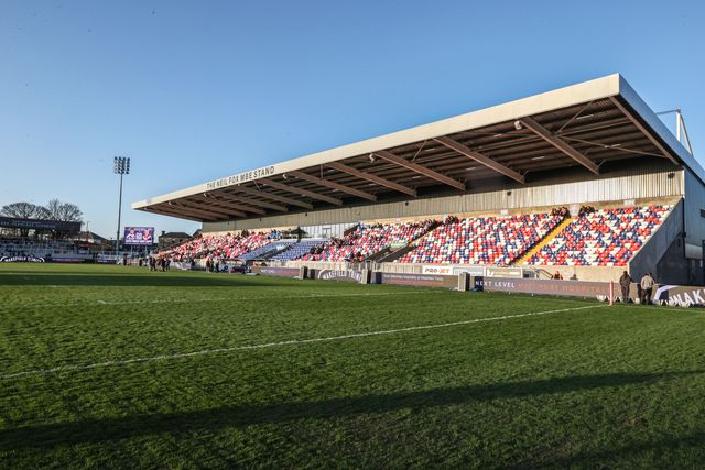 A general view of the DIY Kitchens Stadium ahead of the Betfred Challenge Cup Quarter Final match Wakefield Trinity vs Leigh Leopards at DIY Kitchens Stadium, Wakefield, United Kingdom, 4th April 2025

(Photo by Alfie Cosgrove/News Images)