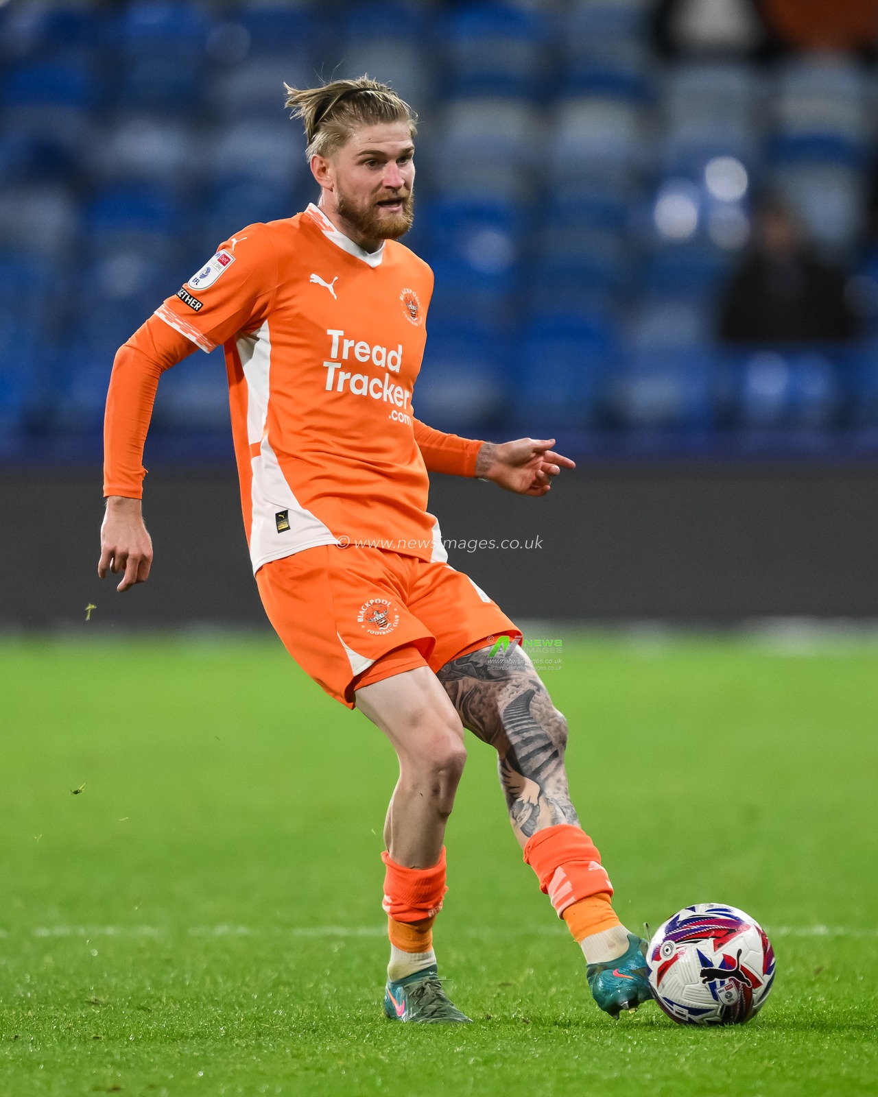 Hayden Coulson of Blackpool in action during the Sky Bet League 1 match Huddersfield Town vs Blackpool at John Smith's Stadium, Huddersfield, United Kingdom, 24th September 2024

(Photo by Craig Thomas/News Images)