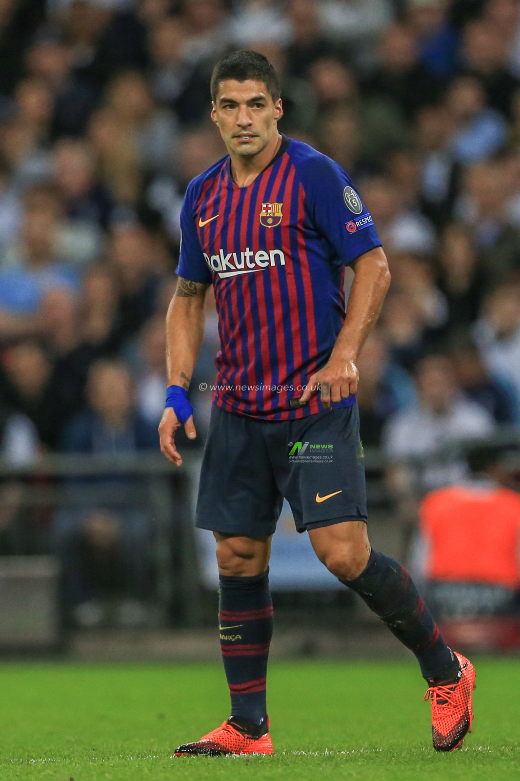 3rd October 2018, Wembley Stadium, London, England; UEFA Champions League, Tottenham v Barcelona ;Luis Suarez (09) of Barcelona 

Credit: Mark Cosgrove/News Images
