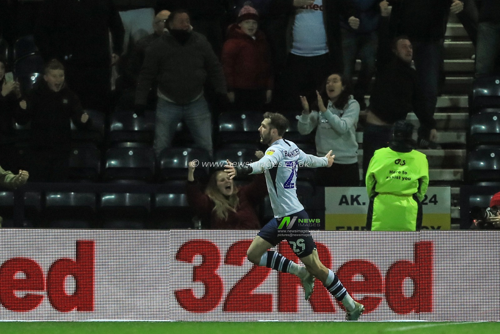 22nd October 2019, Deepdale, Preston, England; Sky Bet Championship, Preston North End v Leeds United : 
Tom Barkhuizen (29) of Preston North End celebrates his goal to make it 1-0

Credit: Mark Cosgrove/News Images
