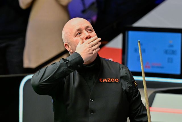 John Higgins celebrates his victory, during the Cazoo World Championships 2024 at Crucible Theatre, Sheffield, United Kingdom, 29th April 2024

(Photo by Cody Froggatt/News Images)